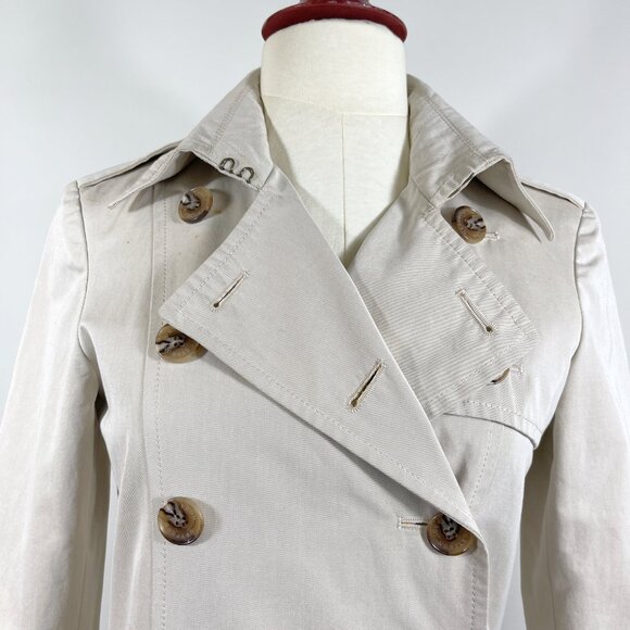 Gryphon Light Khaki Trench Coat Size Small - Picture 4 of 14